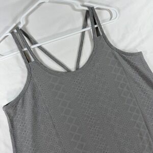 Athmile Womens Grey Pointelle Knit Strappy Racerback Tank Top Size M NEW